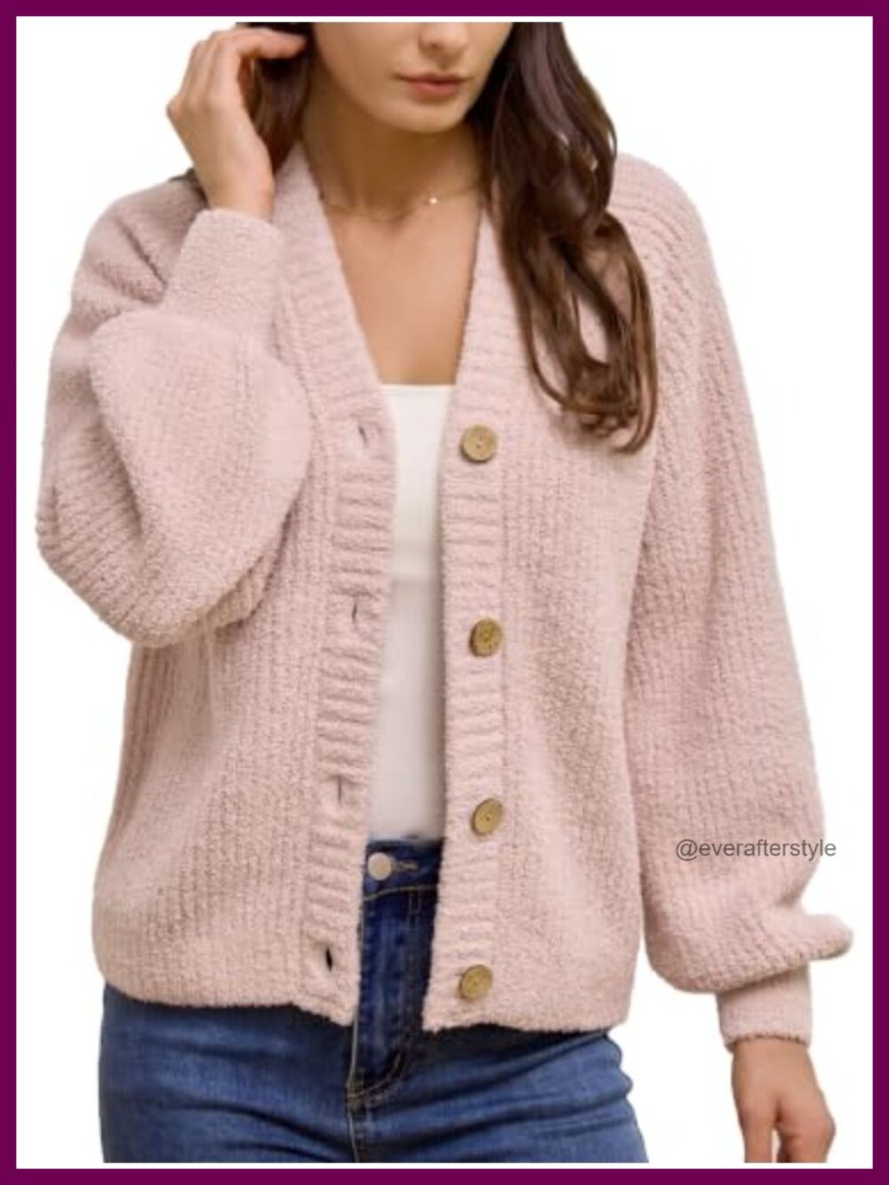 Women's Open Front Cardigan Sweater Button Down V-Neck Knit with Pockets